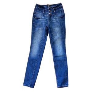Refuge Jeans Womens Size 0 Skinny Blue Denim Stretch 3 Buttons Closure